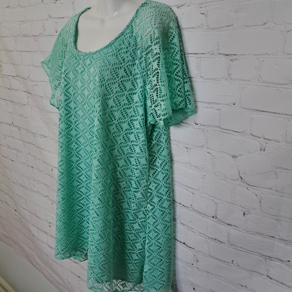 Cal Style NEW Crochet Lace Flutter Tunic Top Size Large - Picture 2 of 11